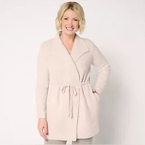 Barefoot Dreams CozyChic Waist Tie Cardi NWT XS  in Stone